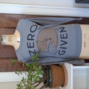 Soft Women's Crew Neck Sweatshirt with fox and pun "Zero Fox Given" Size XS